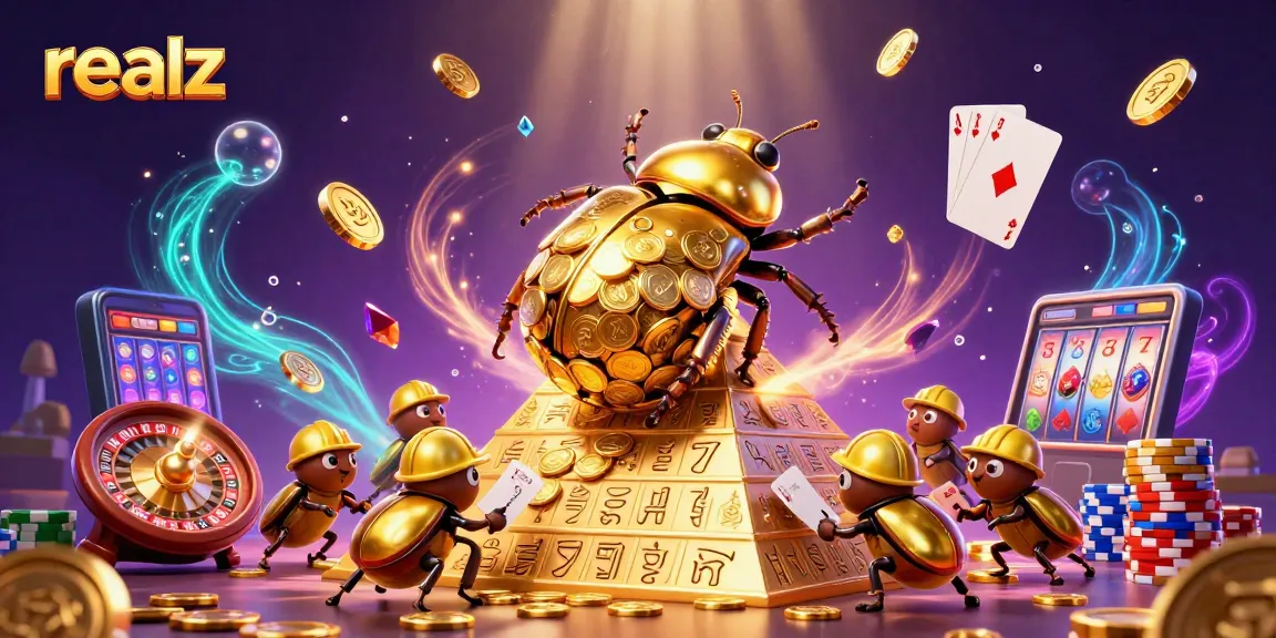 Experience thrilling wins with realz at a vibrant online casino scene filled with golden coins and dynamic game elements.