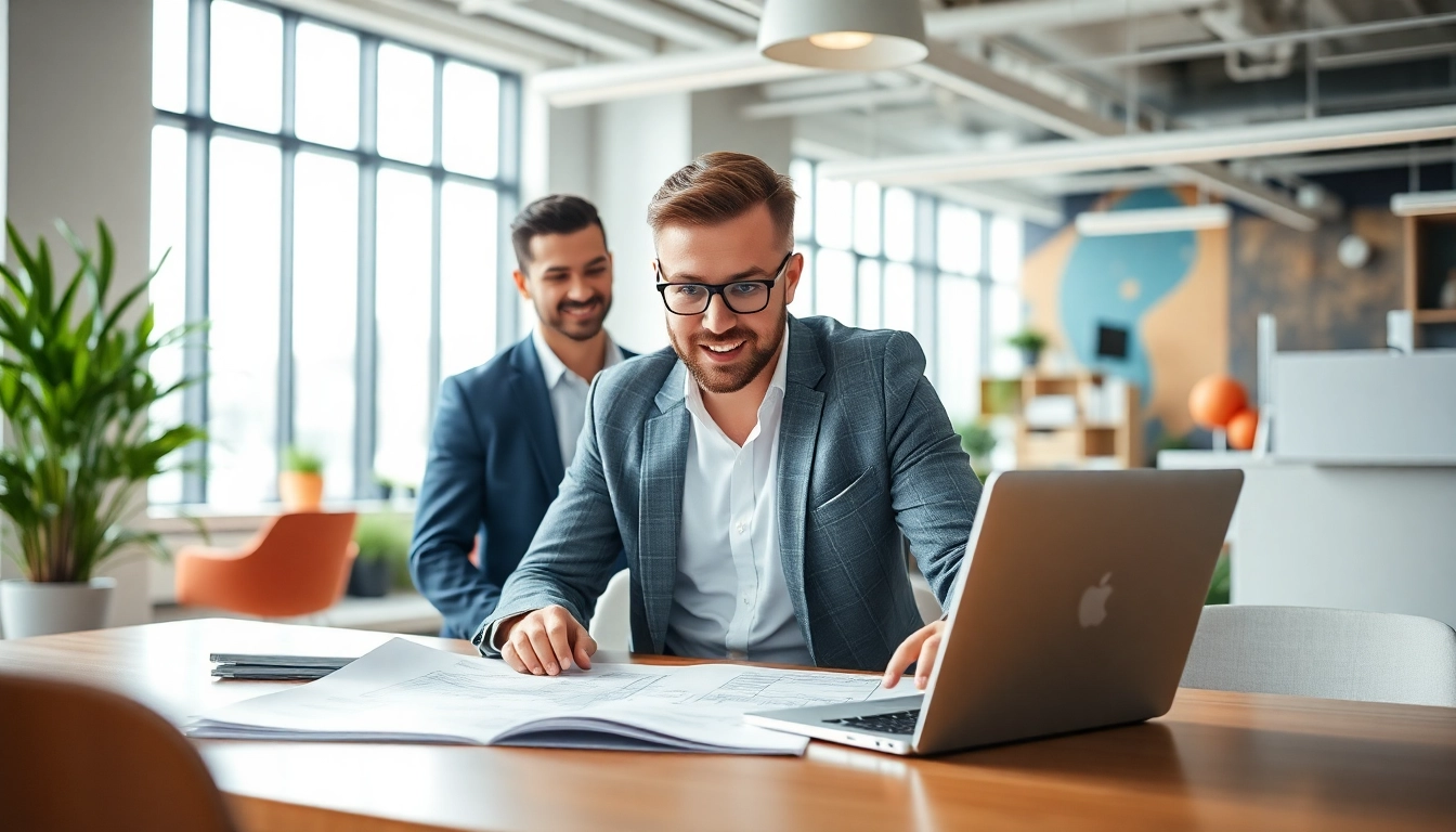 Headhunter Ingenieure stellen Kandidaten in einem stilvollen Büro vor.