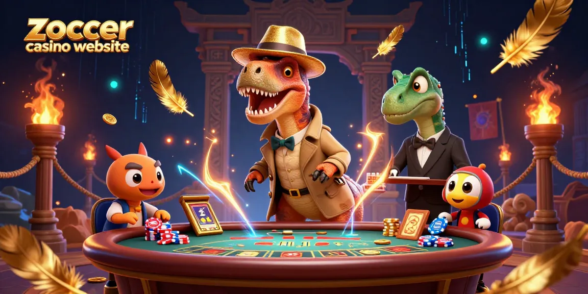 Experience the thrill with gameplay at the zoccer casino website as a velociraptor card counter strategizes at a blackjack table.