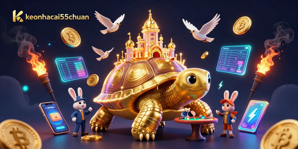Experience thrilling betting action at keonhacai55chuan with a golden tortoise casino scene.