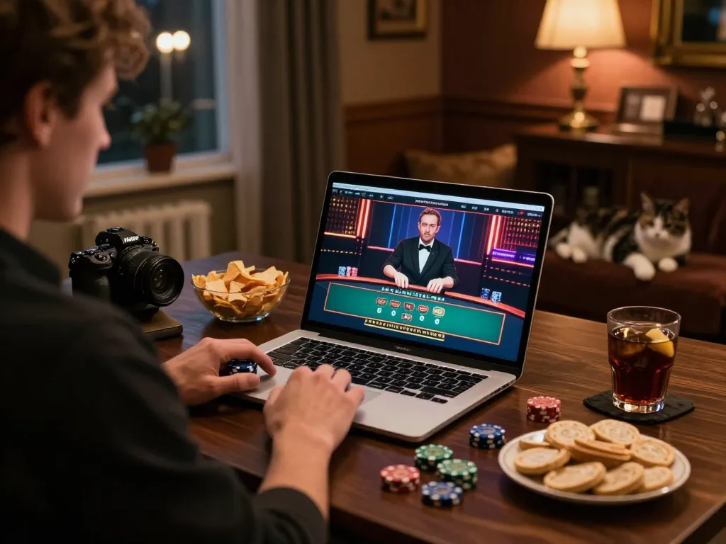 Player enjoying the Nhà cái F168 online casino experience from home with live dealer interaction.