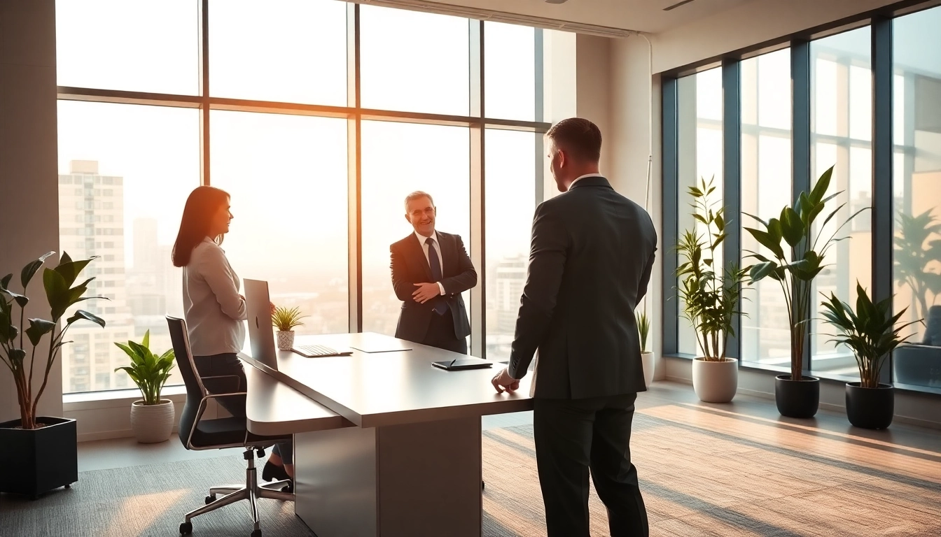 Immobilienmakler Frankfurt Ginnheim berät Kunden in einem modernen Büro.