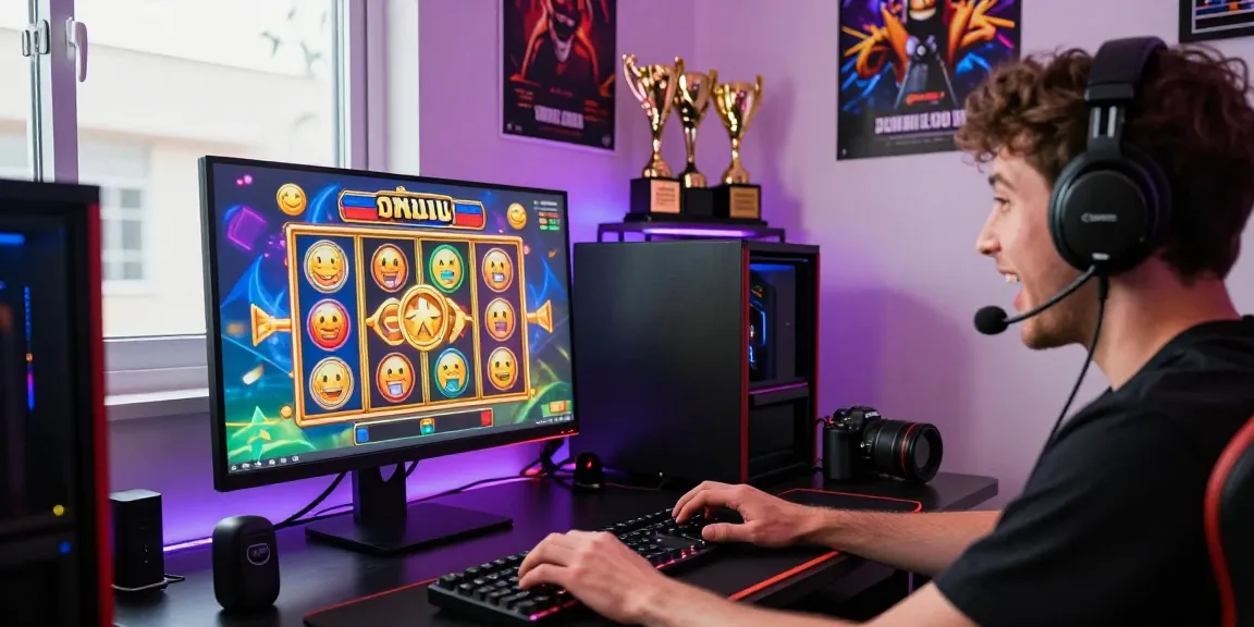 Player immersed in สล็อตเว็บตรง gaming experience at a stylish computer setup