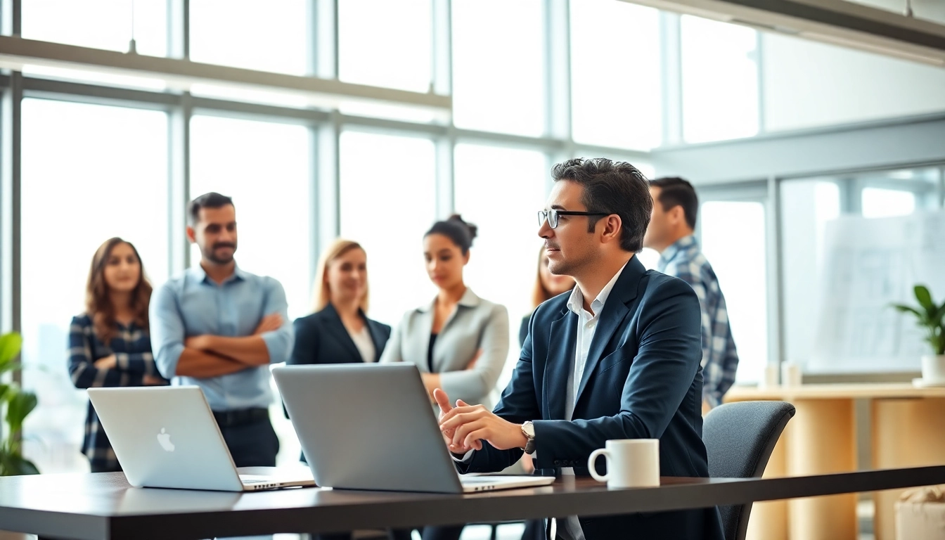 Headhunter Ingenieure berät talentierte Ingenieure in einer modernen Büroumgebung.