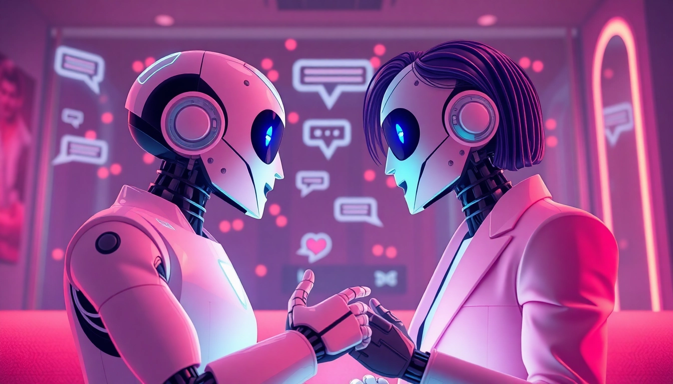 Engaging interaction between AI chatbots illustrating ai sexting in a modern digital environment.
